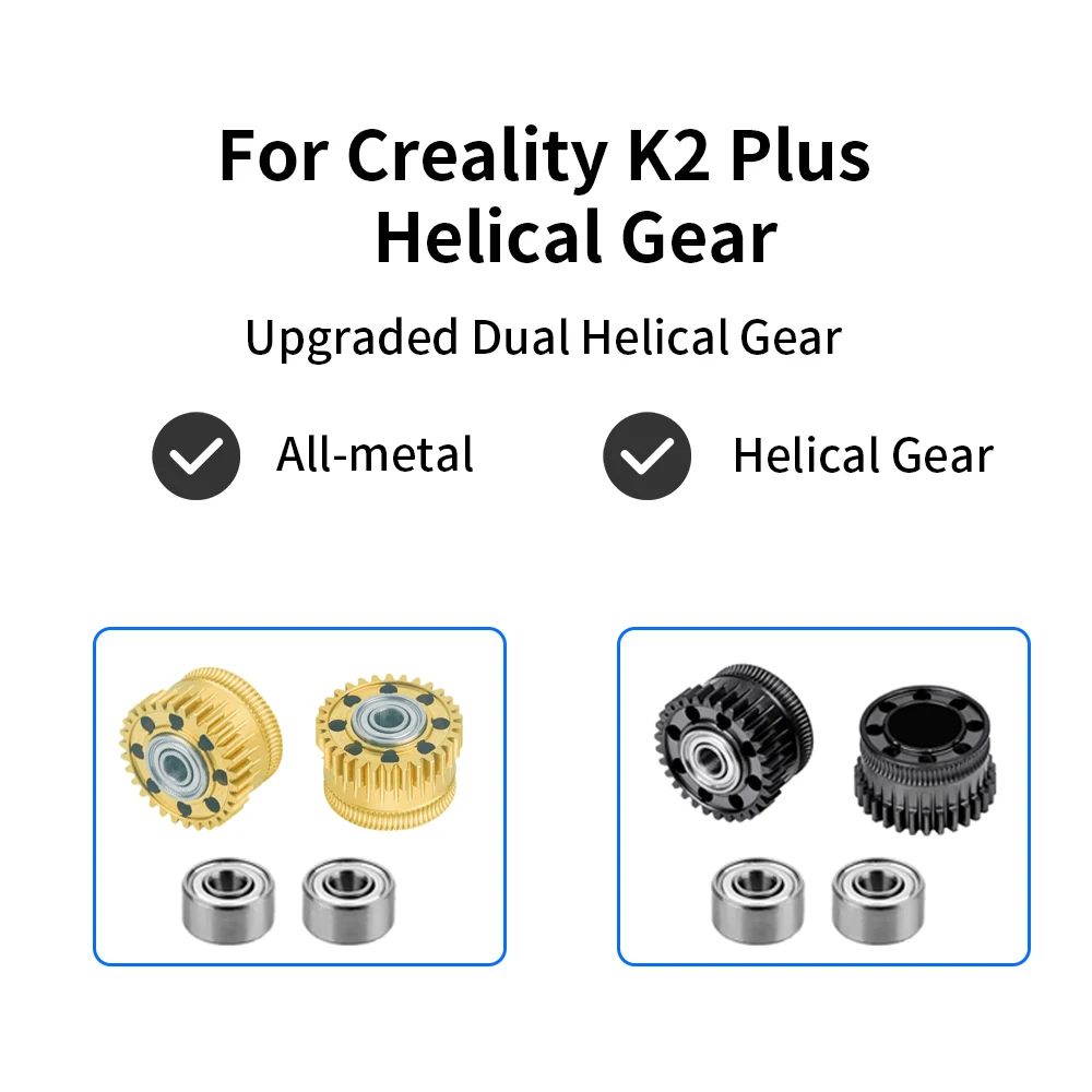 

Металлическая приводная шестерня экструдера Creality K2 Plus с никелированным DLC-покрытием, высокой твердостью и износостойкостью.