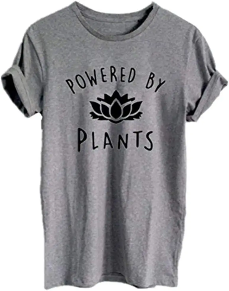 Vegan Animal Lover Women's T-Shirts Powered by Plants Graphic Tees