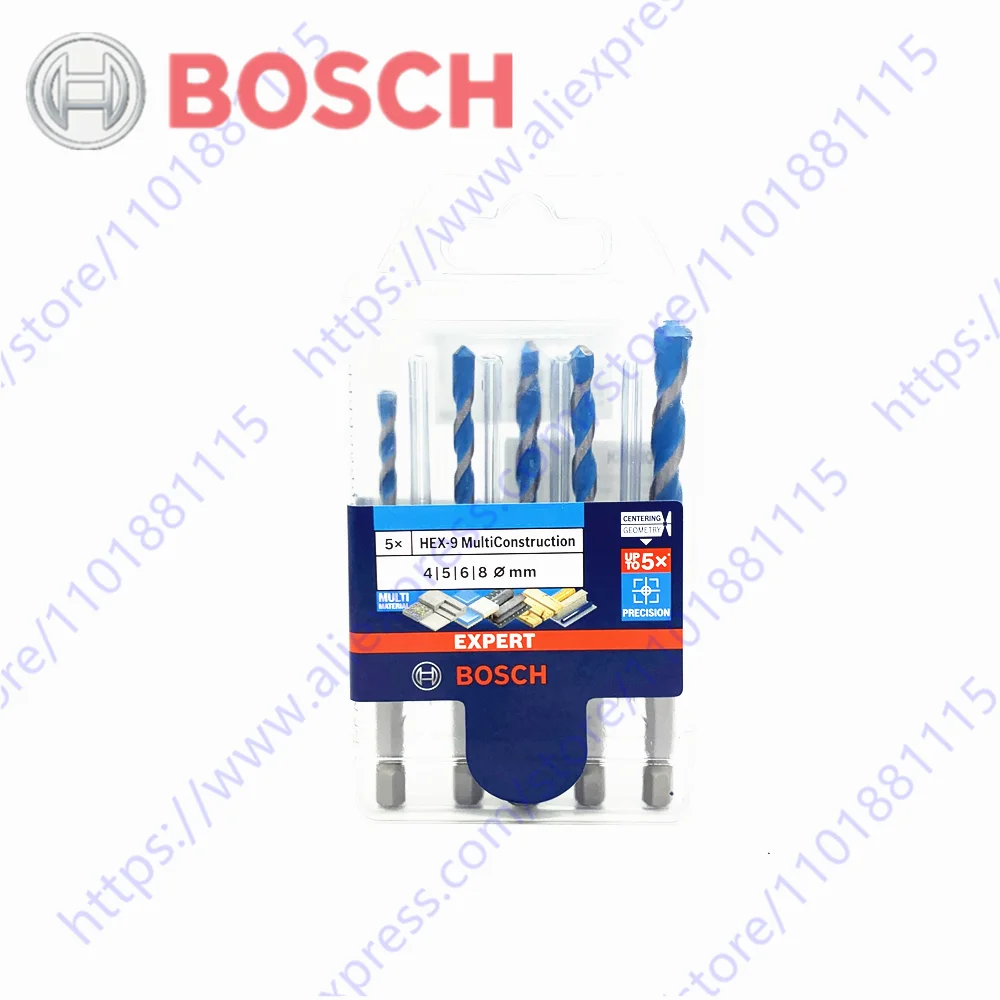 BOSCH EXPERT HEX-9 MultiConstruction Drill Bit Set 4/5/6/6/8 mm 5pcs Multi-Material Drill Bits Hexagon Shank Drill Bit Set