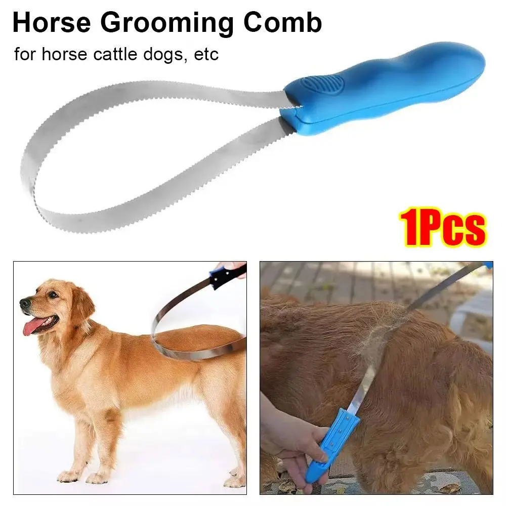 1Pcs Durable Nonslip Horse Grooming Comb Double Sided Metal Equestrian Brush Scraper Hair Comb for Animal Cattle All Dogs Types