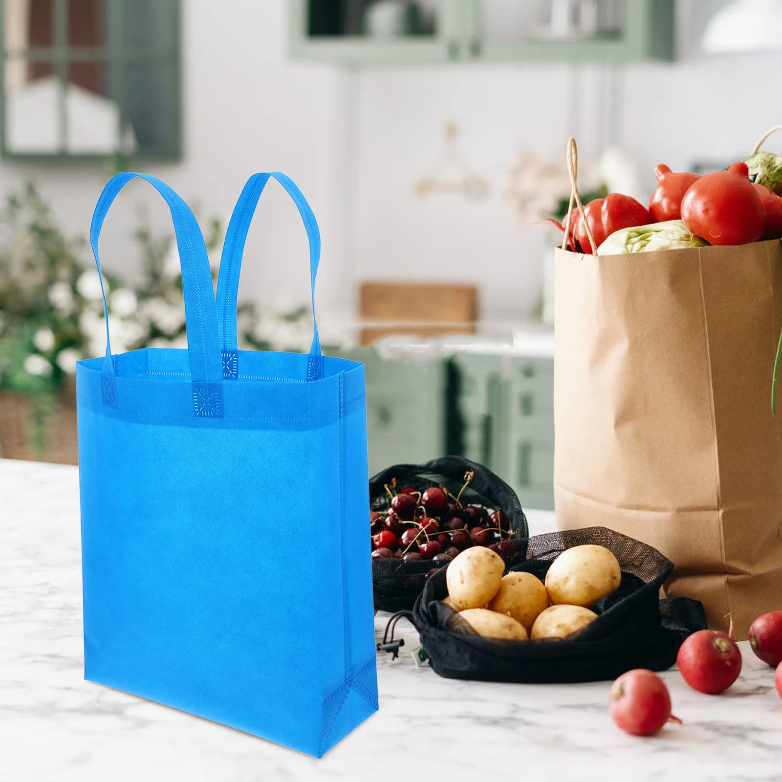 

30 Pcs Non Woven Tote Bag Bags Grocery with Handles Greeting Card Durable Candy
