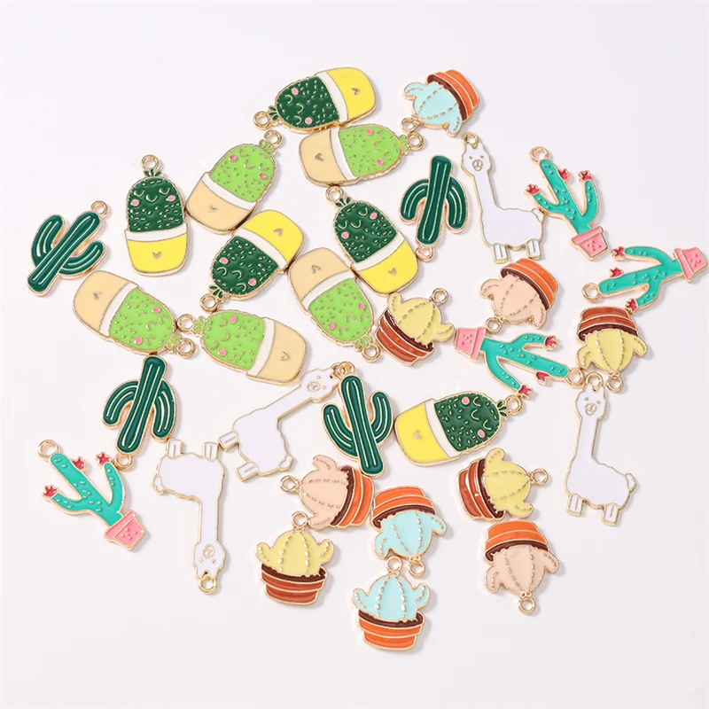 

Duarte 20Pcs/Lot Cute Enamel Alpaca Cactus Charms Pendants for Making Earrings Necklaces Bracelet DIY Crafts Jewelry Accessories