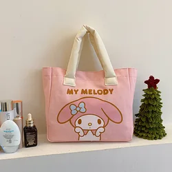 Sanrio Kawaii Kuromi My Melody Tote Canvas Bag Anime Hangyodon Shoulder Bag Girl Heart Cartoon Cute Fashion Bag Gift for Kids