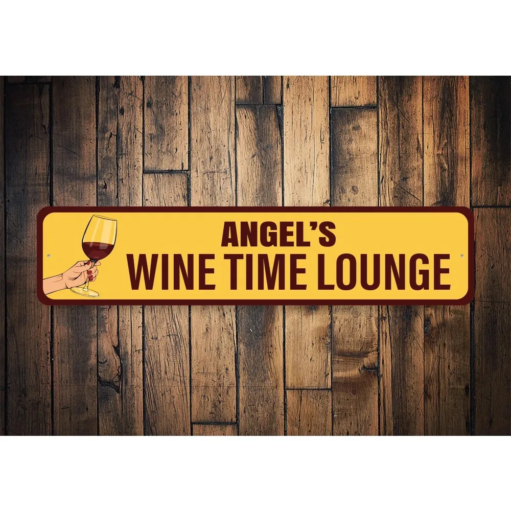 CIFbuy Personalized Text Long Metal Sign, Custom Wine Lounge Bar Wall Ornament (Only For Decoration)
