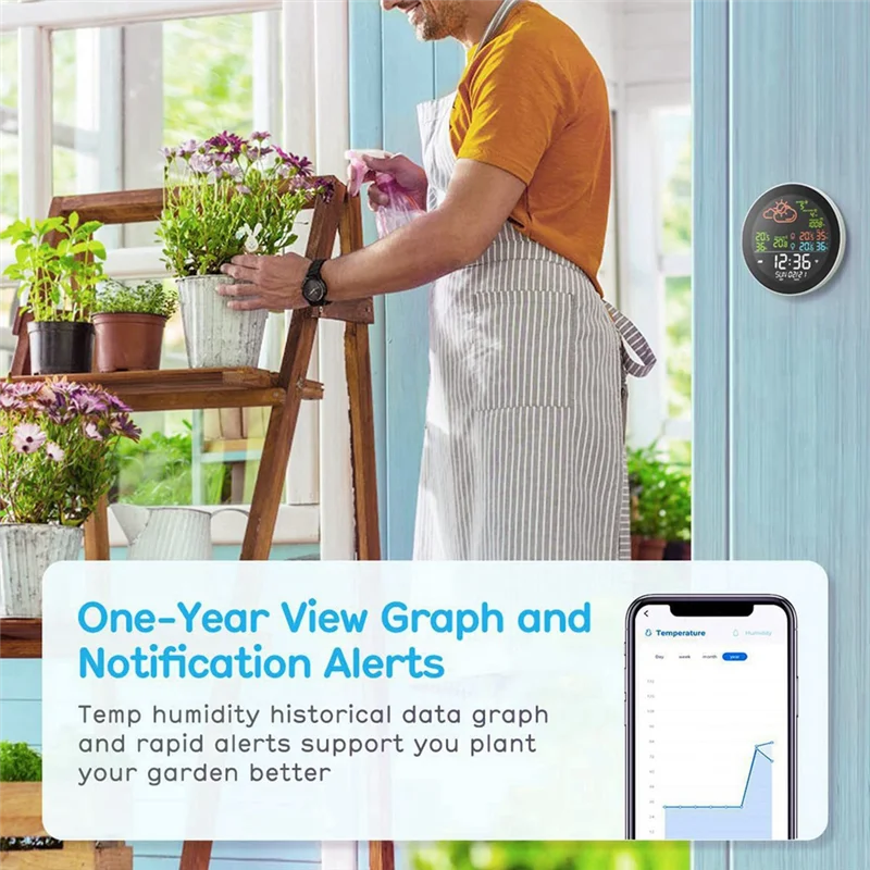 معظم Tuya WIFI محطة الطقس ساعة الطاولة في الهواء الطلق جهاز قياس درجة الحرارة الداخلي توقعات الطقس ميزان الحرارة الرطوبة سهلة الاستخدام #5