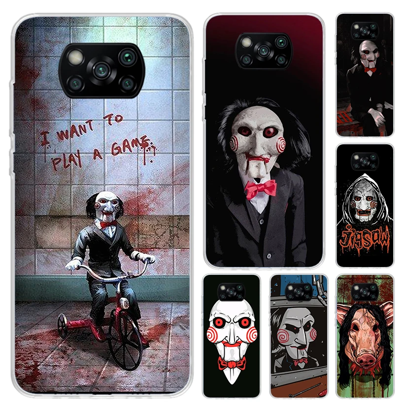 The Jigsaw Killer Horror Phone Case for Xiaomi Poco X7 X6 X5 X4 X3 Nfc F6 F5 F4 GT F3 F2 Pro F1 M5S M4 M3 5G Soft Funda Print Sh