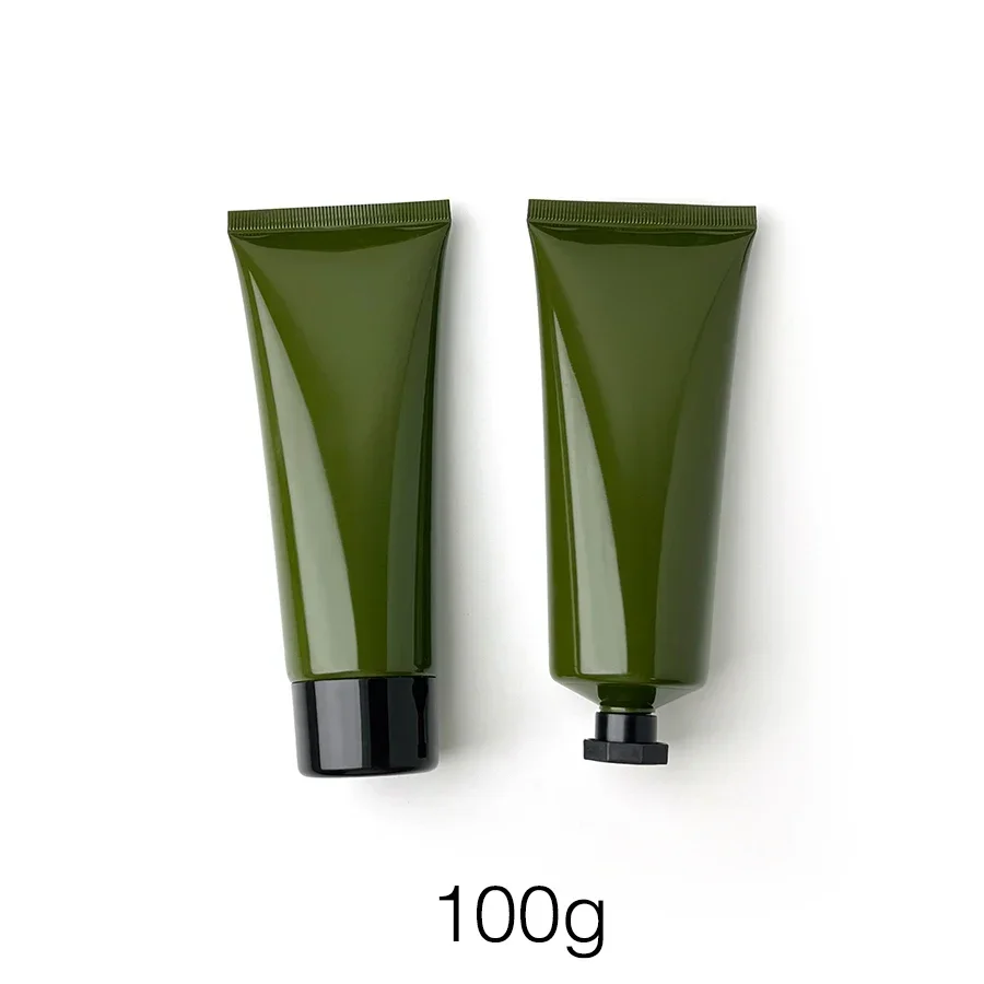 100g Olijfgroene Knijpfles 100ml Hervulbare Cosmetica Body Cream Lotion Container Donkergroen Lege Plastic Zachte Buis