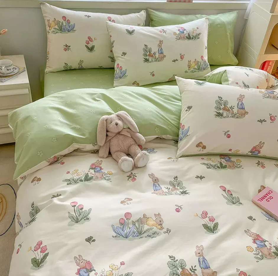 Imagem -06 - Conjunto de Cama Floral para Crianças Capa de Edredão 100 Algodão com Fronhas Pcs Twin Queen King Tamanho Completo Roupa de Cama Personalizada