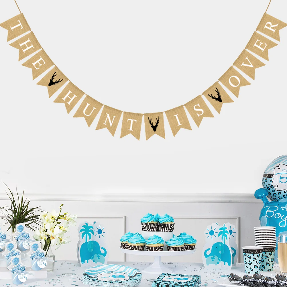 لافتة بشق من مادة الكتان عالية الجودة للديكور مع إكليل خاص مطبوع عليه حروف دافئة #4