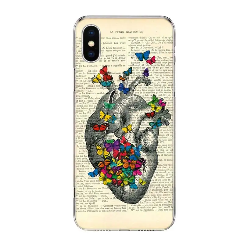 Human anatomy organ newspaper Phone Case For Apple Iphone 12 Mini 14 13 15 Pro Max 11 X XS XR 16 Plus Funda Cover Shell