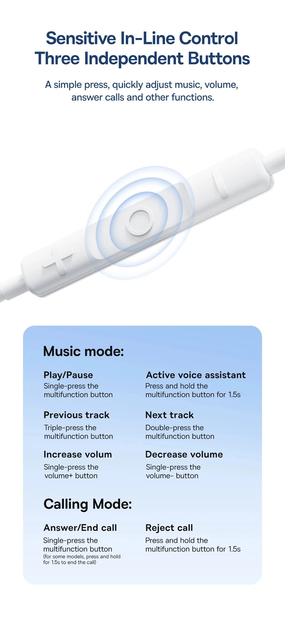 Auriculares con cable Baseus Encok CZ19 semi-in-ear tipo C con micrófono para IOS, Mac, Xiaomi, Samsung, HUAWEI, computa