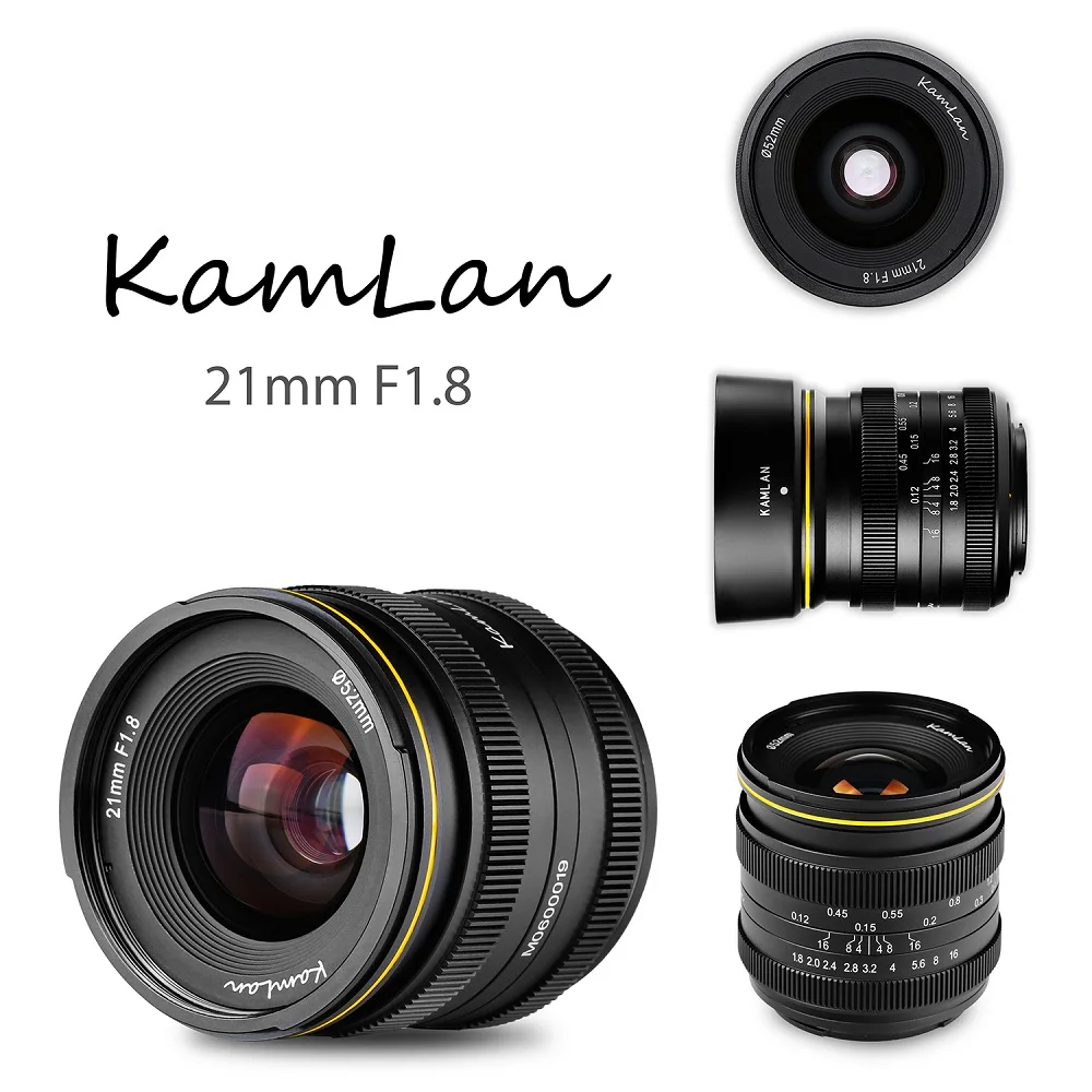 Kamlan 21mm F1.8 Portable Waterproof Mirrorless Camera Manual Fix Focus Prime Lens for Canon EOS-M / Sony E / Fuji FX / M4/3