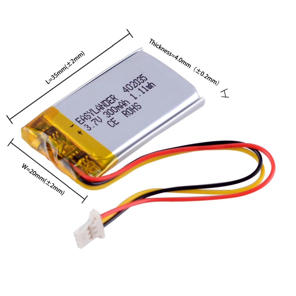 3.7V 300mAh 402035  Li Polymer  Battery For GPS PDA MP3 MP4 Game Player mouse recorder speaker RC small toys 042035 402136