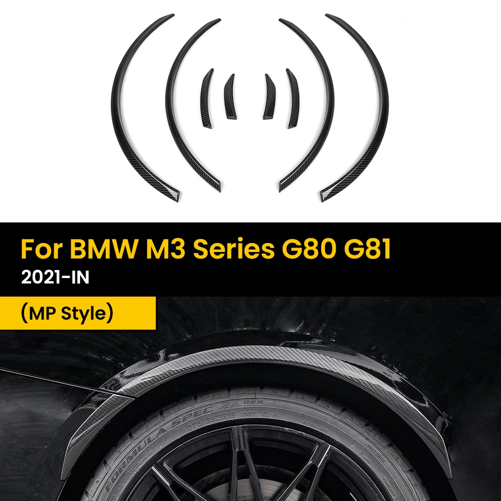 Real Dry Carbon Fiber Wheel Eyebrow for BMW M3 Series G80 G81 MP Style 2021-IN 8Pcs/Set