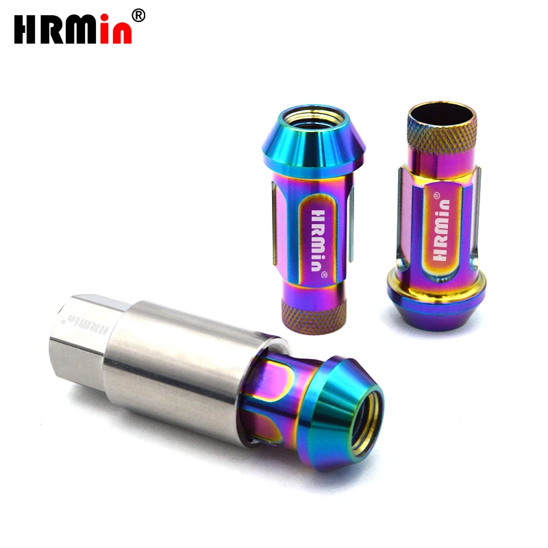 HRMin Knurled Gr.5 titanium cone seat anti-theft wheel lug nut 20ps1key/4ps1key M12*1.5*48/M12*1.25*48mm