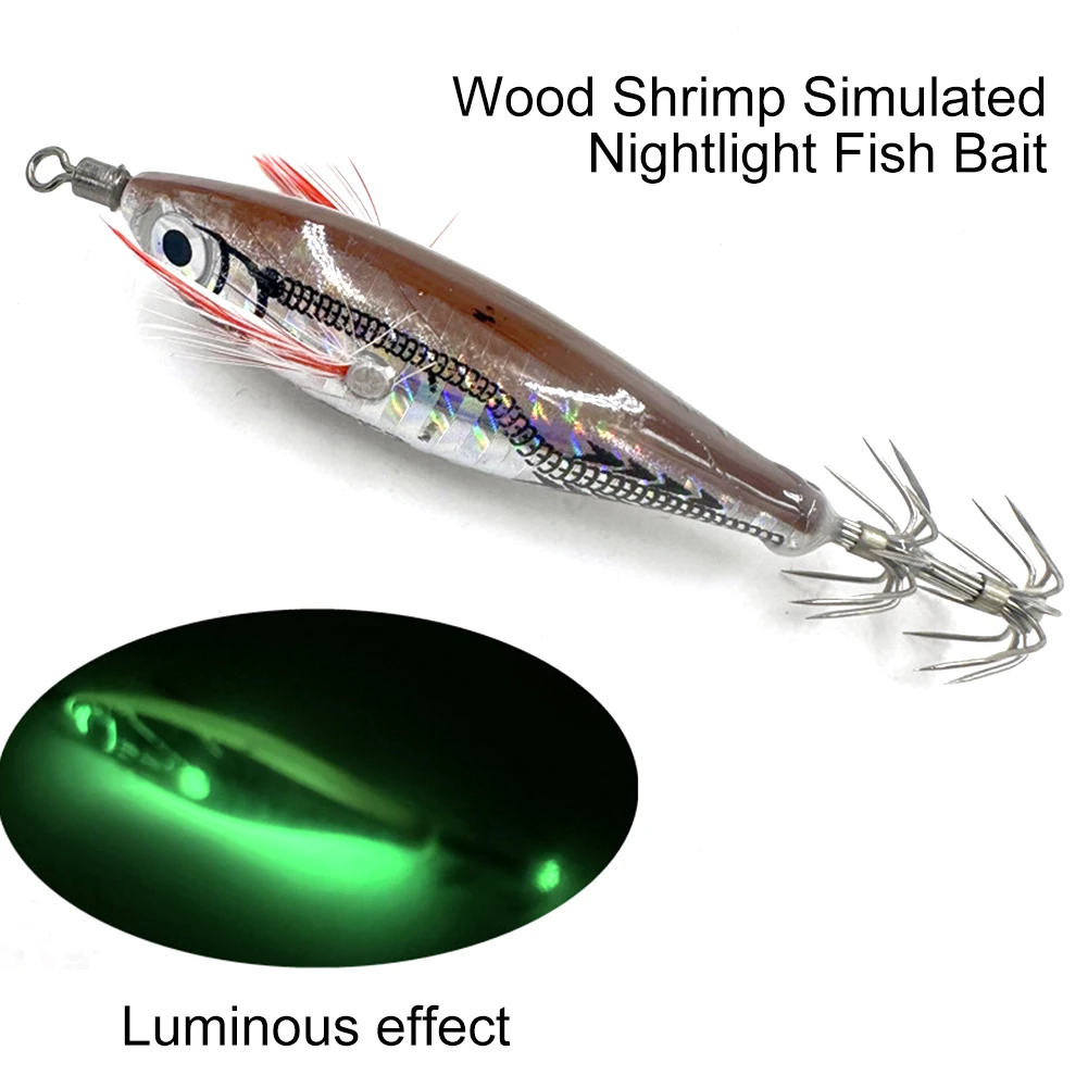 Fluorescent Fishing Lure ABS Octopus Fishing Baits Horizontal Luminous Floating Lure for Cuttlefish Sea Fishing