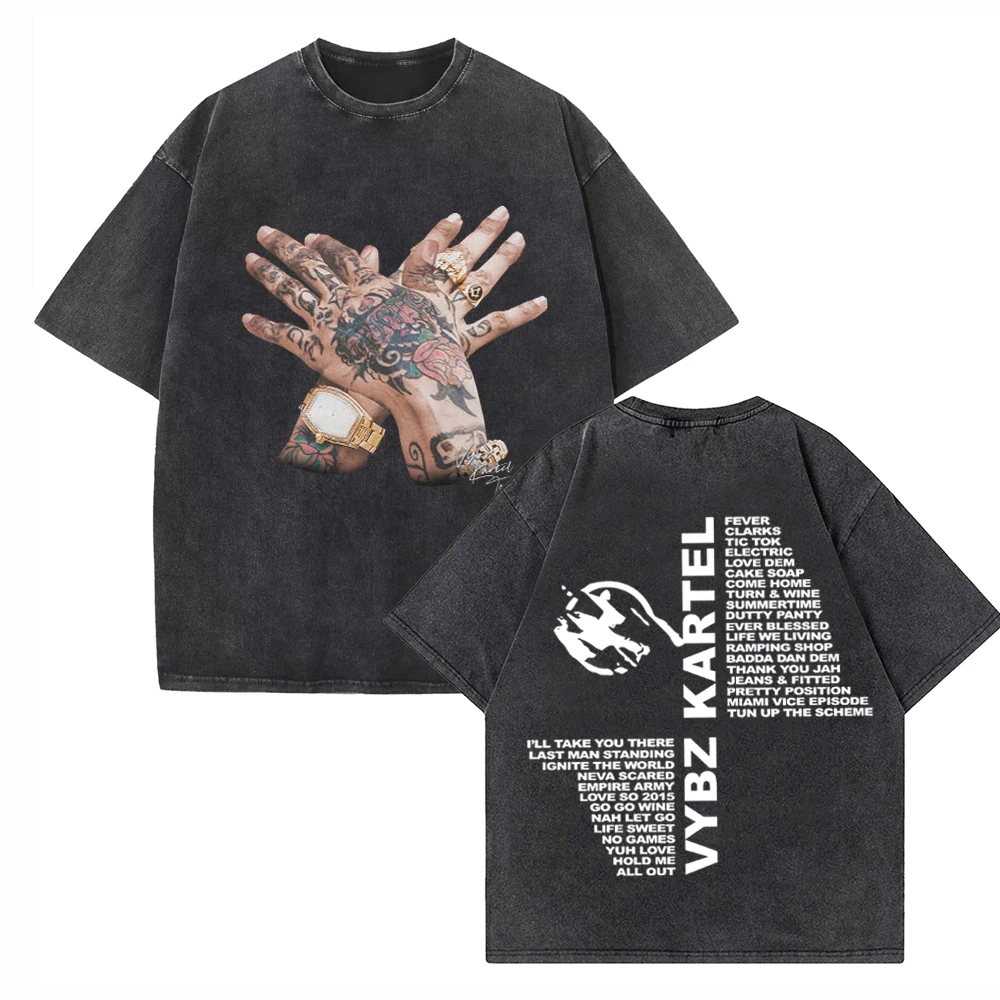 

Хлопковые рубашки Vybz Kartel Tour 2025 Vybz Kartel Merch, винтажные хлопковые футболки унисекс с круглым вырезом