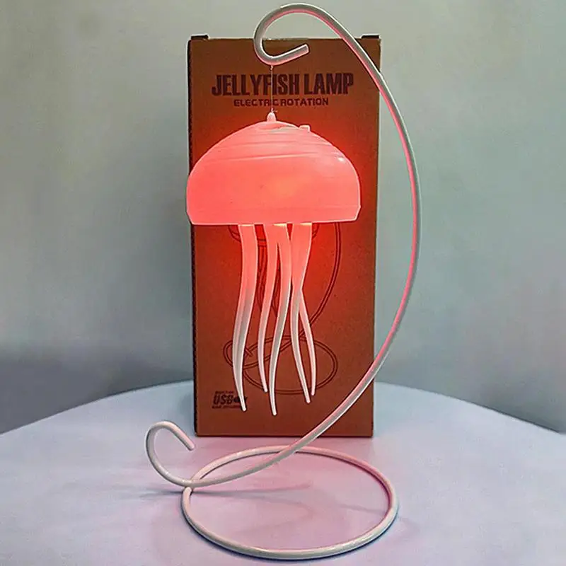 Jellyfish Night Lamp Jellyfish Shape Rotating Room LED Night Light Tabletop Light With Dynamic Rotation Design Creative Sleeping