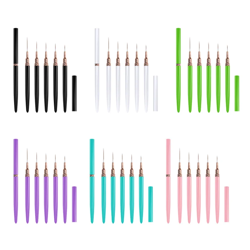 5-maten Nail Art Ultrafijne naaldbuis Getrokken lijntekenpen Nagelmanicurepen Schoonheid Nagelgereedschap Diverse nagelvoeringborstel