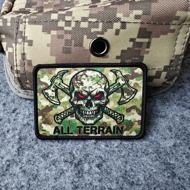 2026 Neuer taktischer Patch, All-Terrain-Totenkopf-Moralabzeichen, für Kleidung, Hüte, Rucksäcke usw., Klettverschluss
