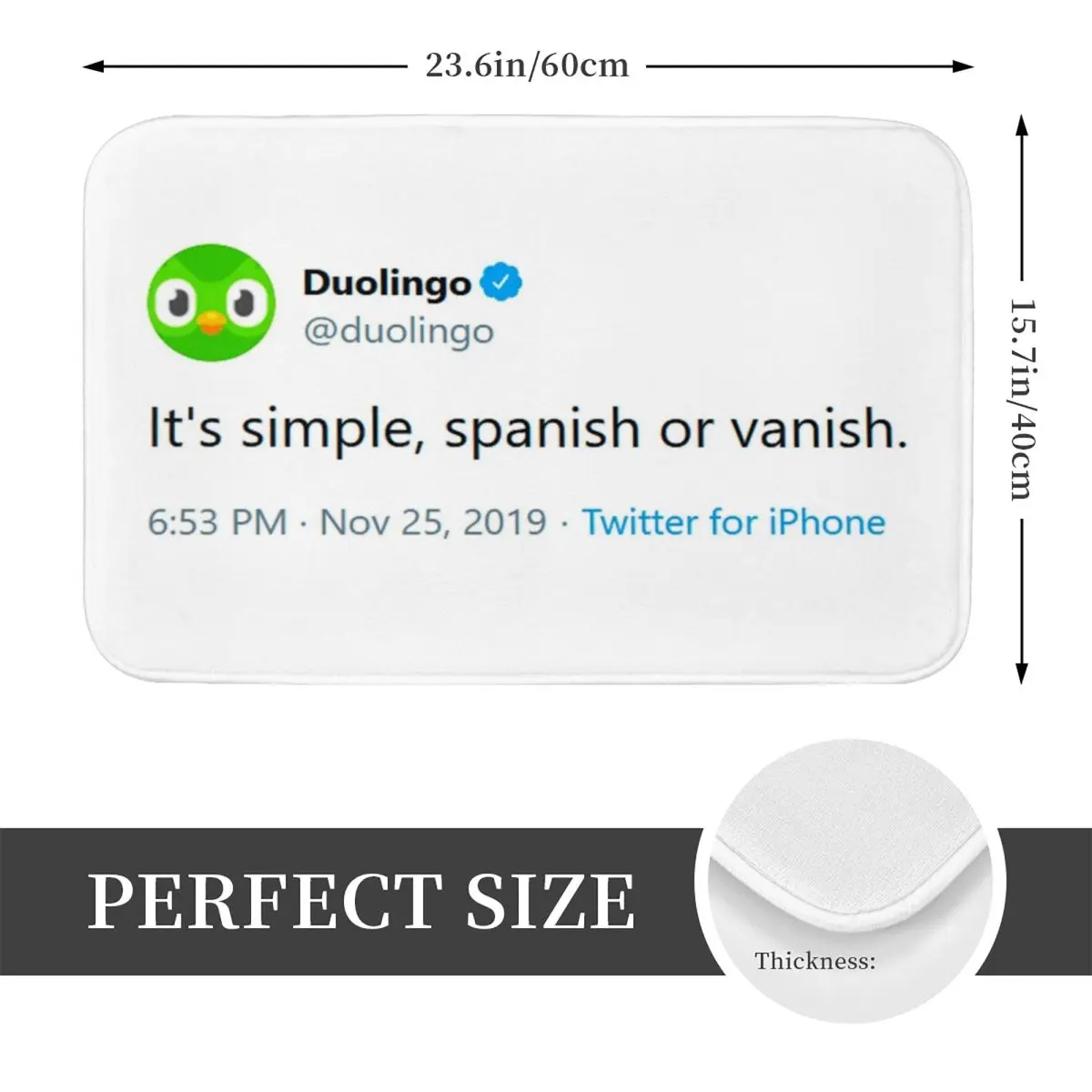 بومة شريرة Duolingo تغرد Meme ممسحة عدم الانزلاق ، حصيرة أرضية ، سجادة ماصة ، سجادة للمطبخ ، مدخل ، منزل ، غرفة نوم ، وسادة قدم