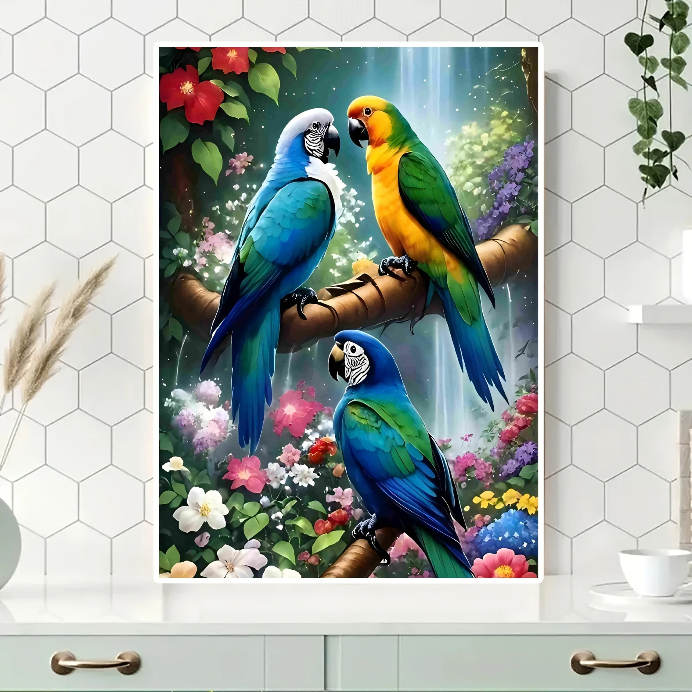 1000 ชิ้น ปริศนาภาพนกแก้ว - ของตกแต่งสไตล์ศิลปะ, เกมฝึกสมองระดับความยากสูงแบบไร้กรอบ, 50×70 ซม. / 19.7×27.5 นิ้ว |   สมบูรณ์แบบ