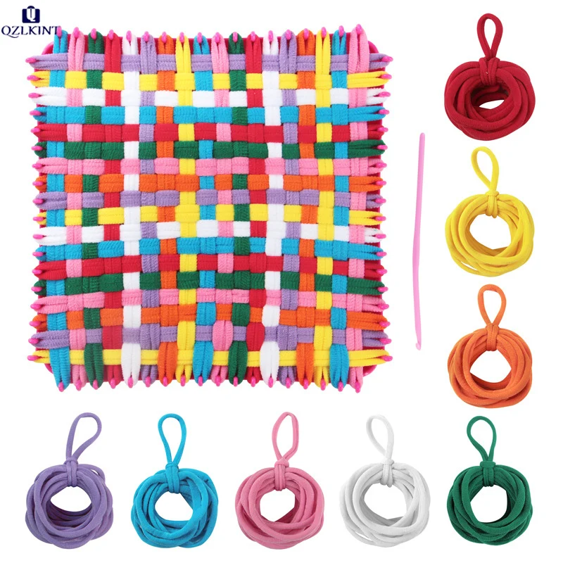 

Elastic Cord DIY Circular Weaving Rainbow Coil Loom Creative Cup Mat Making Set - 12 Colors, 96 Pieces