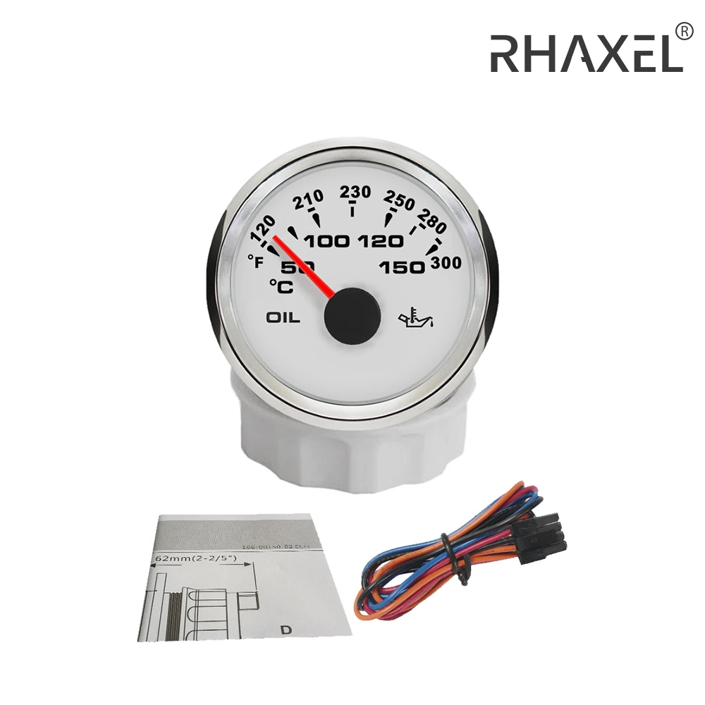 Rhaxel Universele Olie Temp Gauge Meter 50-150 ℃ Voor Auto Auto Motor Boot 52Mm 12V/24V