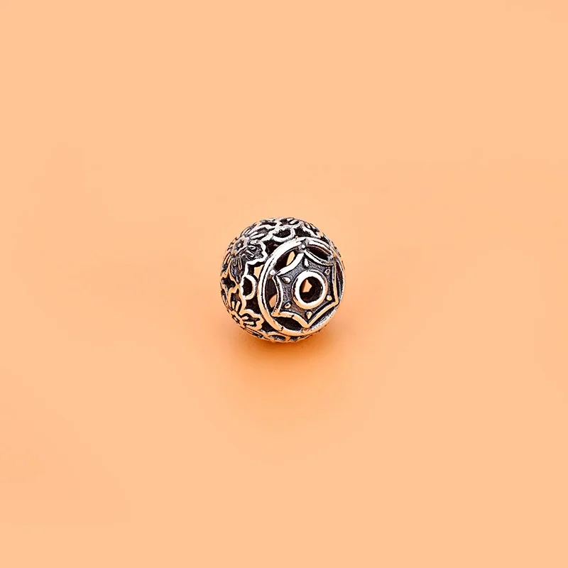925 sterling silver vintage hollow beads handmade DIY material bracelet necklace accessories