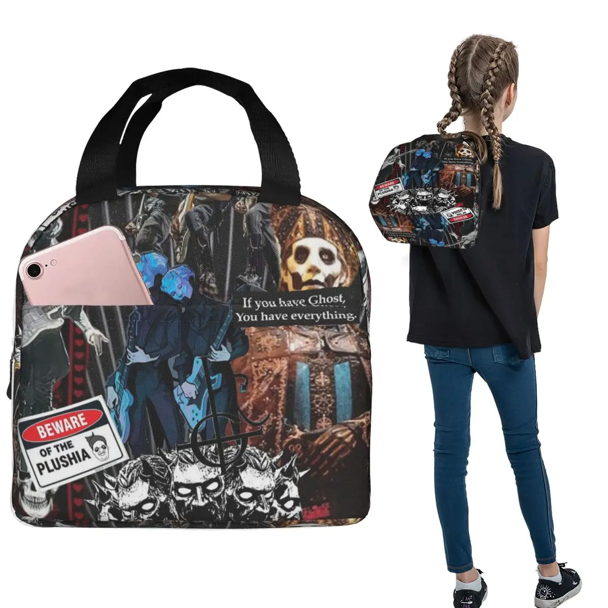 

New Skeleta Album Ghost Band Insulated Lunch Bag for Women Kids Leakproof Food Boxes Thermal Lunch Box Tote