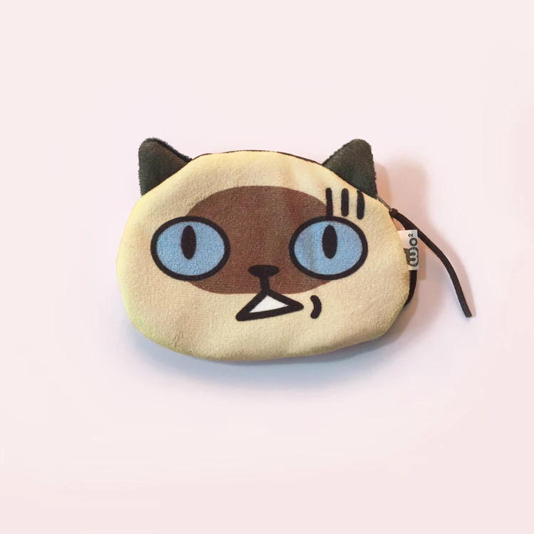 Cartoon Cute Cat Face Plush Coin Purse Kawaii Portable Plush Wallet Key Earphone Coin Organizer Pouch Zipper Bag Kids Gift