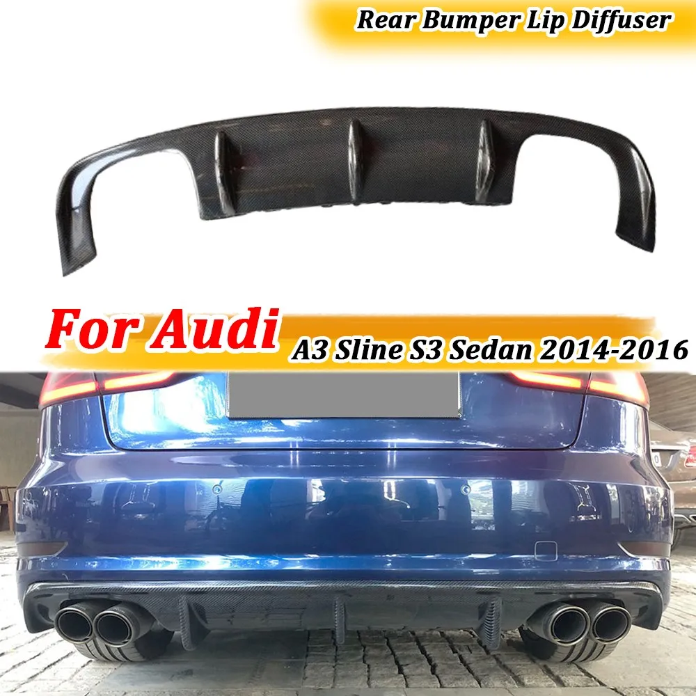 

Rear Bumper Lip Spoiler Diffuser for Audi A3 Sline S3 Sedan 4 door Not A3 Standard 2014 2015 2016 FRP Carbon Fiber Car Styling