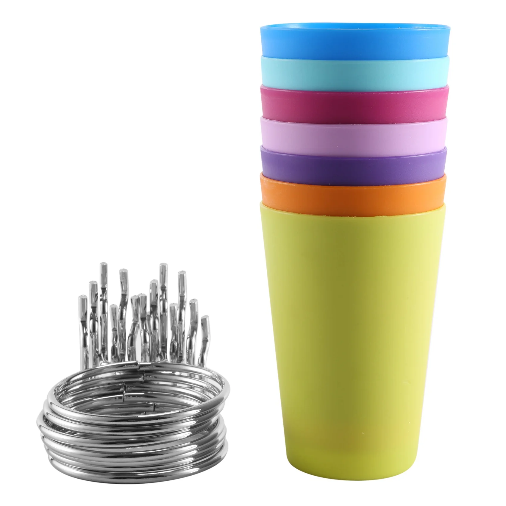 7 Sets Bins with Rings Ring Style Hooks with Cups Cup Holder Accessories (7 Colors)