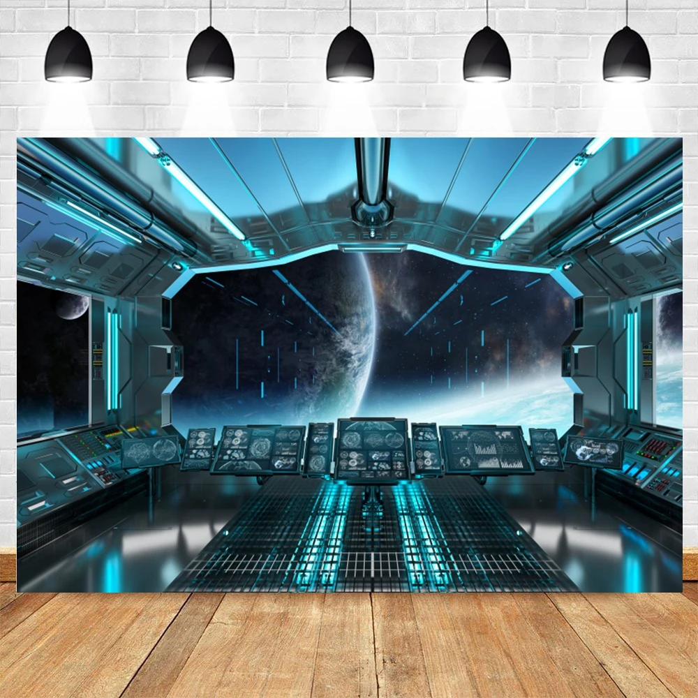 Spaceship Interior Backdrop Window View On Planet Earth Universe Exploration Science Fiction Spacecraft Photography Background