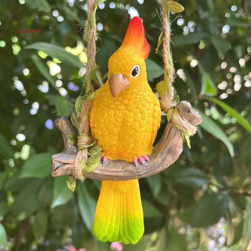 

Cute Hanging Swing Parrot Figurine Resin Chinese Style Parrot Statue Ornament Elegant Exquisite Bird Sculpture
