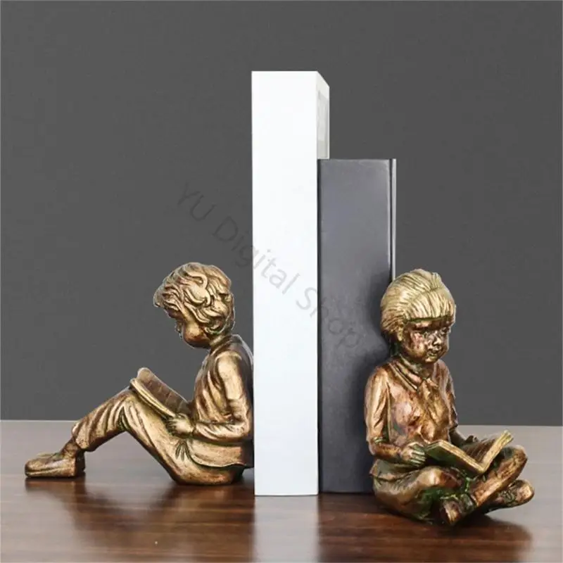 96BA Buchstützen aus Kunstharz, lesende Kinderfiguren, Buchstopper für die Organisation von Bücherregalen, die Gestaltung des – Detail 7