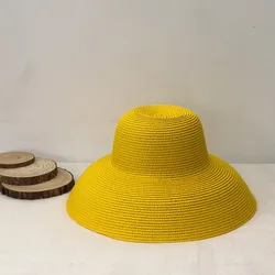 summer hat  Large Brimmed Straw Hat for Women French Retro Sun Shading and Sun Protection Straw Hat Foldable Hat Bucket Hat