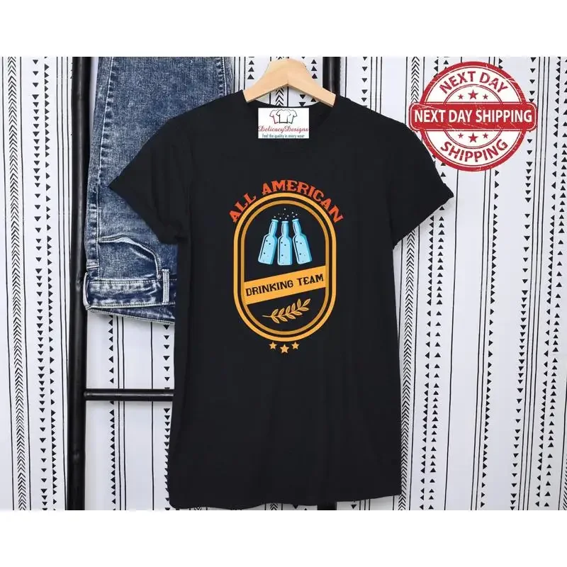 

Футболка All American Drinking Team, забавная вечеринка, патриотический фестиваль любителей пива