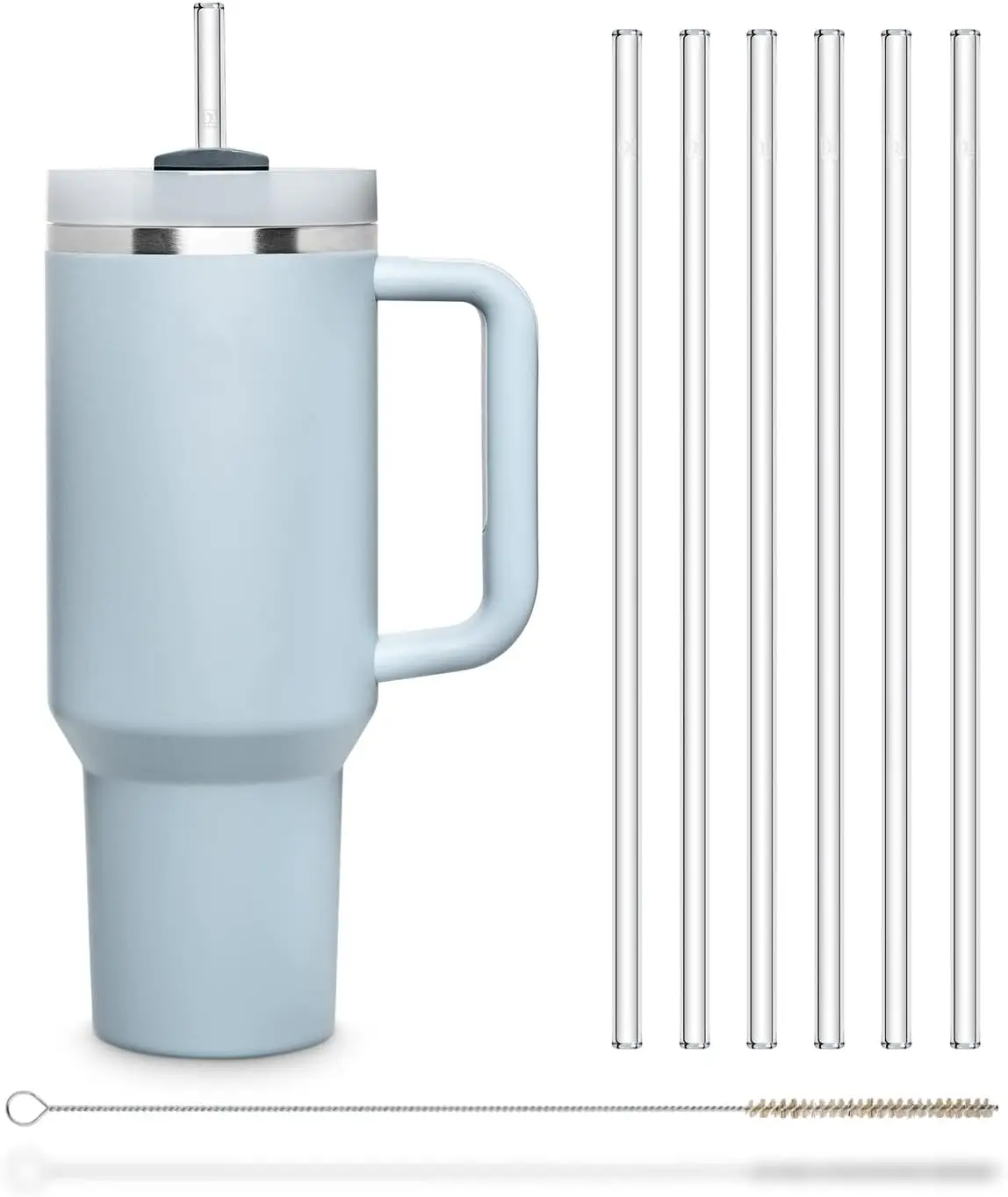 

Стеклянные трубочки для стаканов Stanley, 12 дюймов, можно мыть в посудомоечной машине, без пластика, с щеткой для чистки