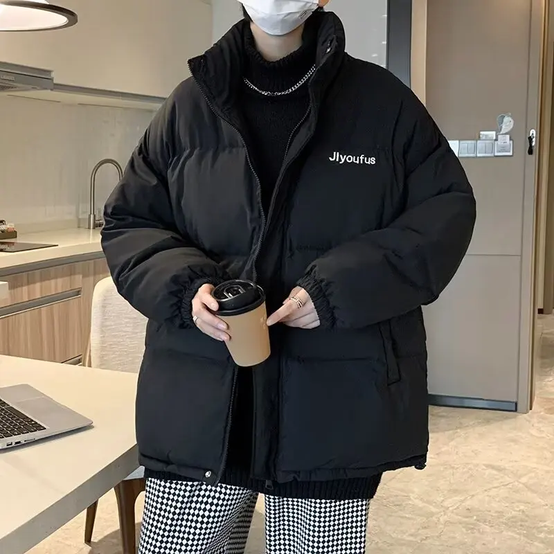 Bla American Workwear down Jaet Men's Winter Thiened Lightweight Cotton Coat Cleanfit Stand Collar Bread Sle Coat