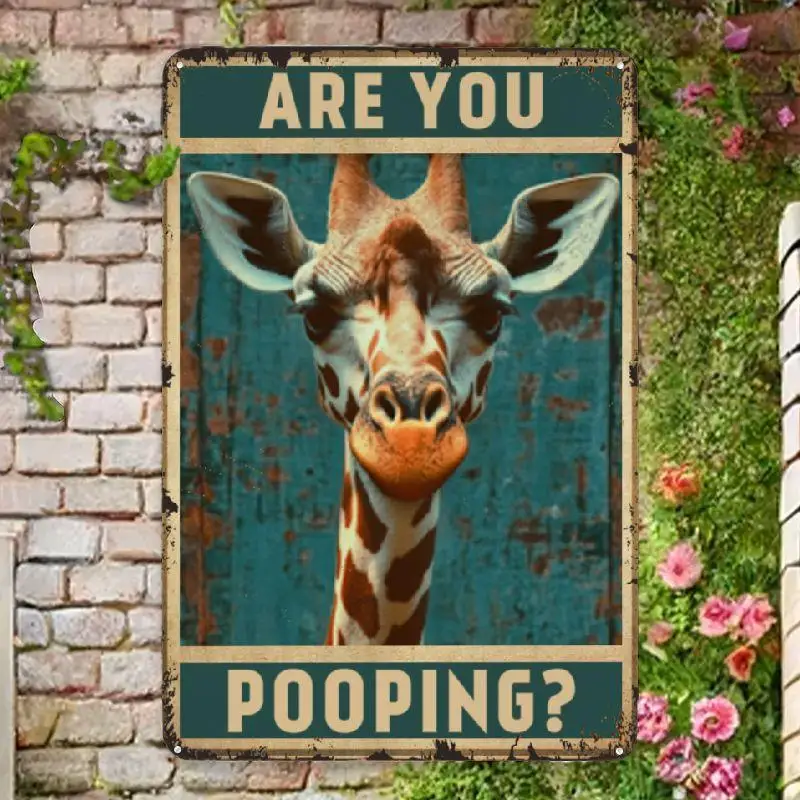 1pc YNLLOOFD Vintage Giraffe Humorous Metal Sign - Multipurpose 8x12 Inch Retro Wall Decor For Home, Garden, Bars, Restaurants,