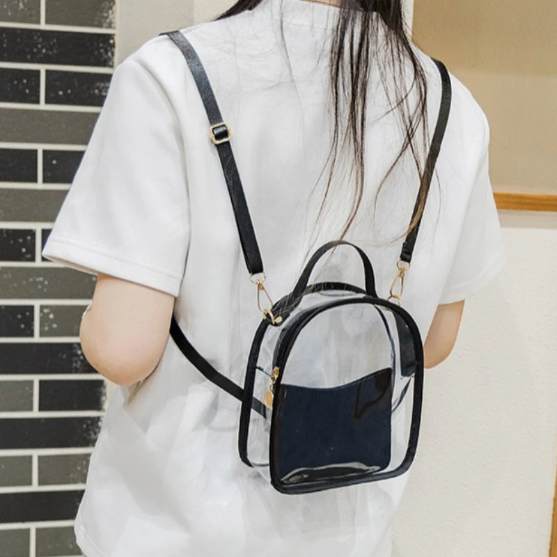 Storage Bag PVC Transparent Backpack Waterproof Transparent Jelly Shoulder Bag with Small Bag Clear Crossbody Bags Unisex