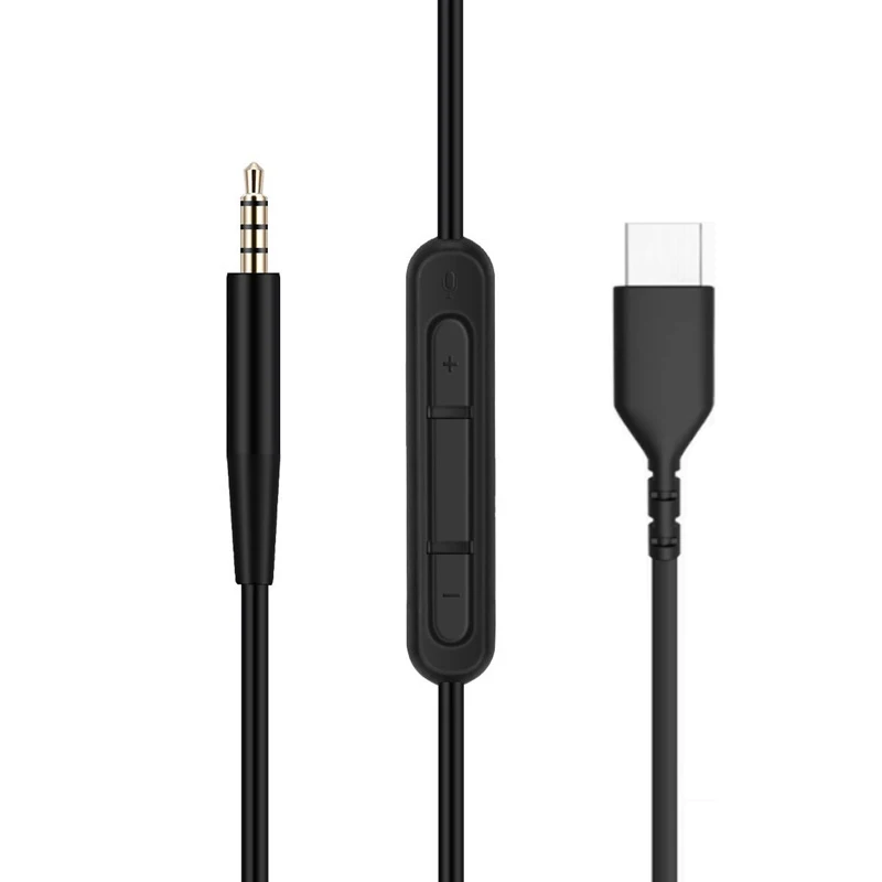 USB C - 2.5mm オスケーブル QC25/QC35/QC35II ヘッドフォンワイヤー用 マイクコントロール付き