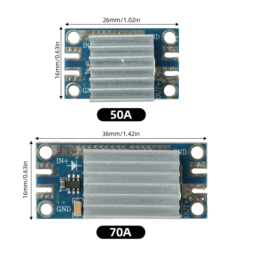 50A/70A DC 4-90V High Current Ideal Diode Module Solar Controller Anti-reverse Charging Anti-Reverse Current Protection