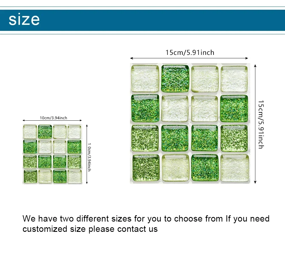 10pcs Marble Mosaic Tiles Wall Sticker Transfers Flat 2D Printed Covers For Kitchen Bathroom Peel & Stick Waterproof Art Mural