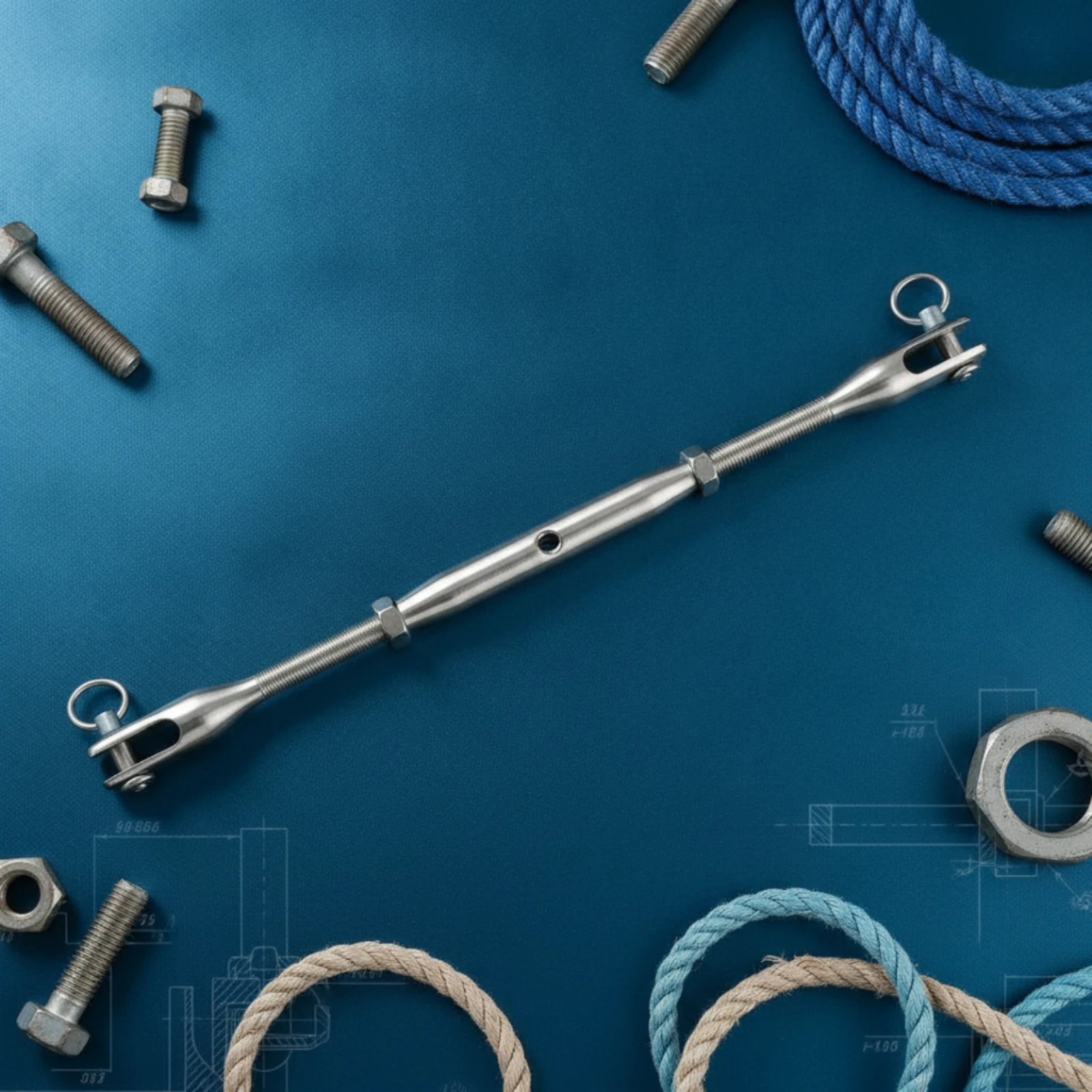 Forked Eyelet Turnbuckle Corrosion Resistant Cable Tension Adjuster Tensioning Connector Heavy Duty Outdoor Hardware Detachable