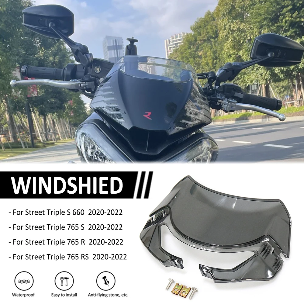 2020 - 2022 Motorcycle Front Windscreen Windshield Wind Deflector Screen For Street Triple S660 S 660 765 S RS R 765RS 765R 765S