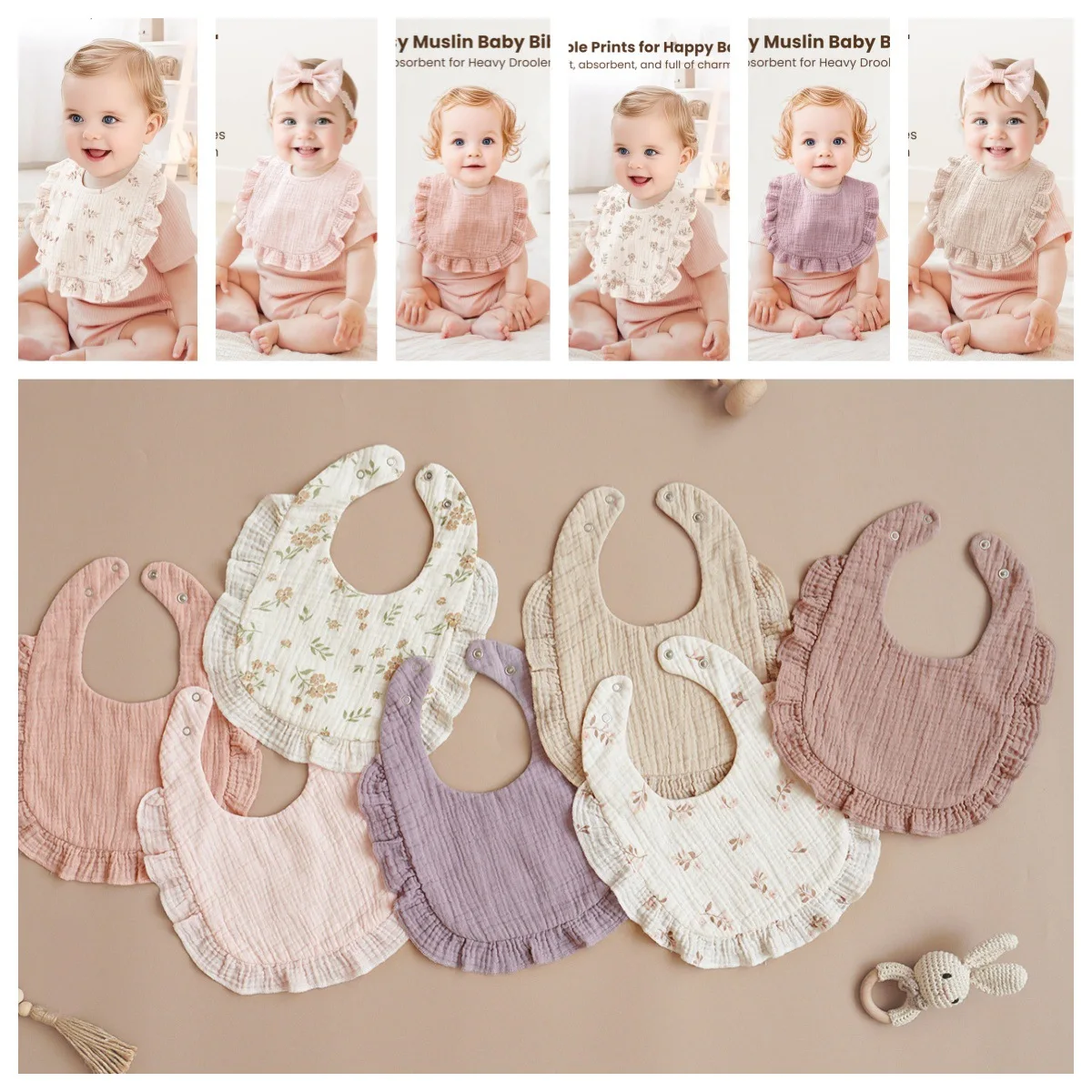 

Pure cotton baby drool bib, Class A, four layer gauze drool towel. Soft face towel. Baobao hand towel anti fouling