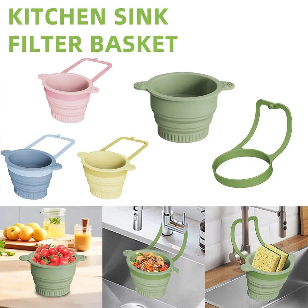 

Creative Sink Hanging Draining Basket Household Foldable Holder Sponge Drain Kitchen Adjustable Filter Rack Residue Food So A4C8