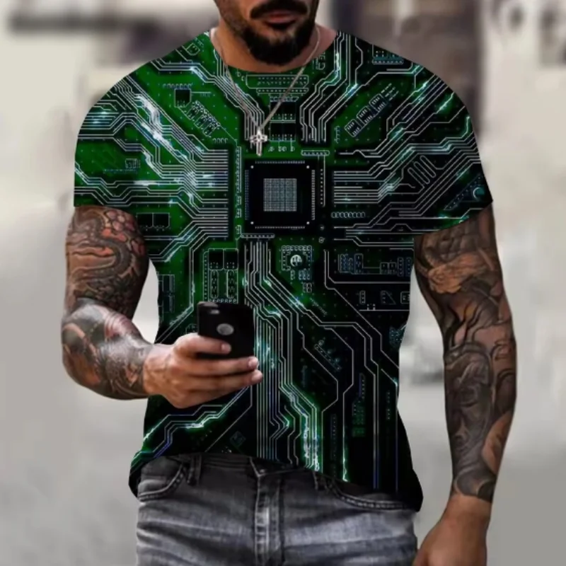 

Футболки с 3D-принтом: материнская плата, процессор, схема подключения, модная уличная одежда, графические футболки для мужчин и женщин, летняя новинка